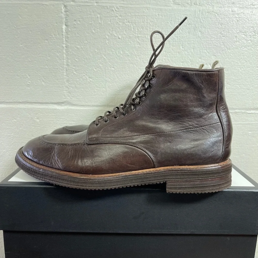 Officine Creative 0797143 Brown Leather Ankle Boots Lace up Men's 10.5 US